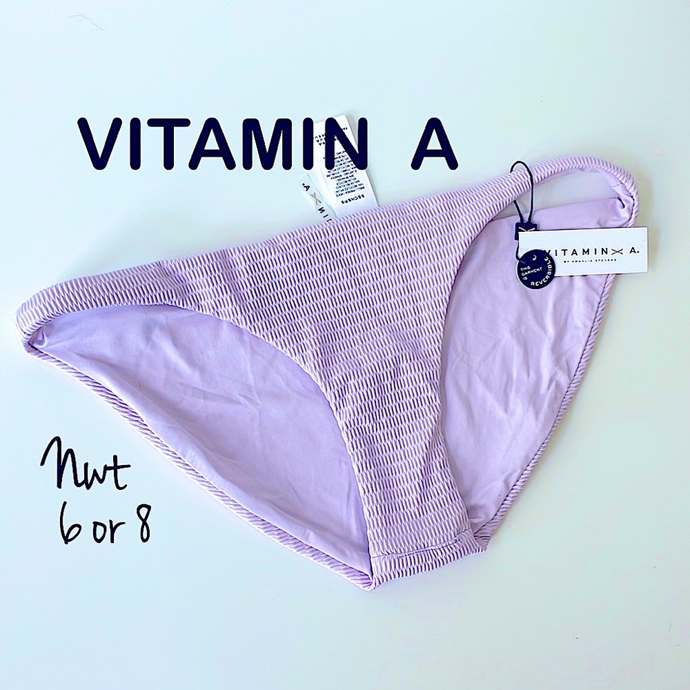 NWT Vitamin A reversible lilac swim bottoms tanga lavender 6 or 8 new with tag
